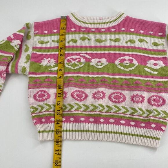 Mexx Girls Kids Pullover Knit Sweater Pink Green Floral Sun Print Sz M/110/116 - Picture 7 of 9